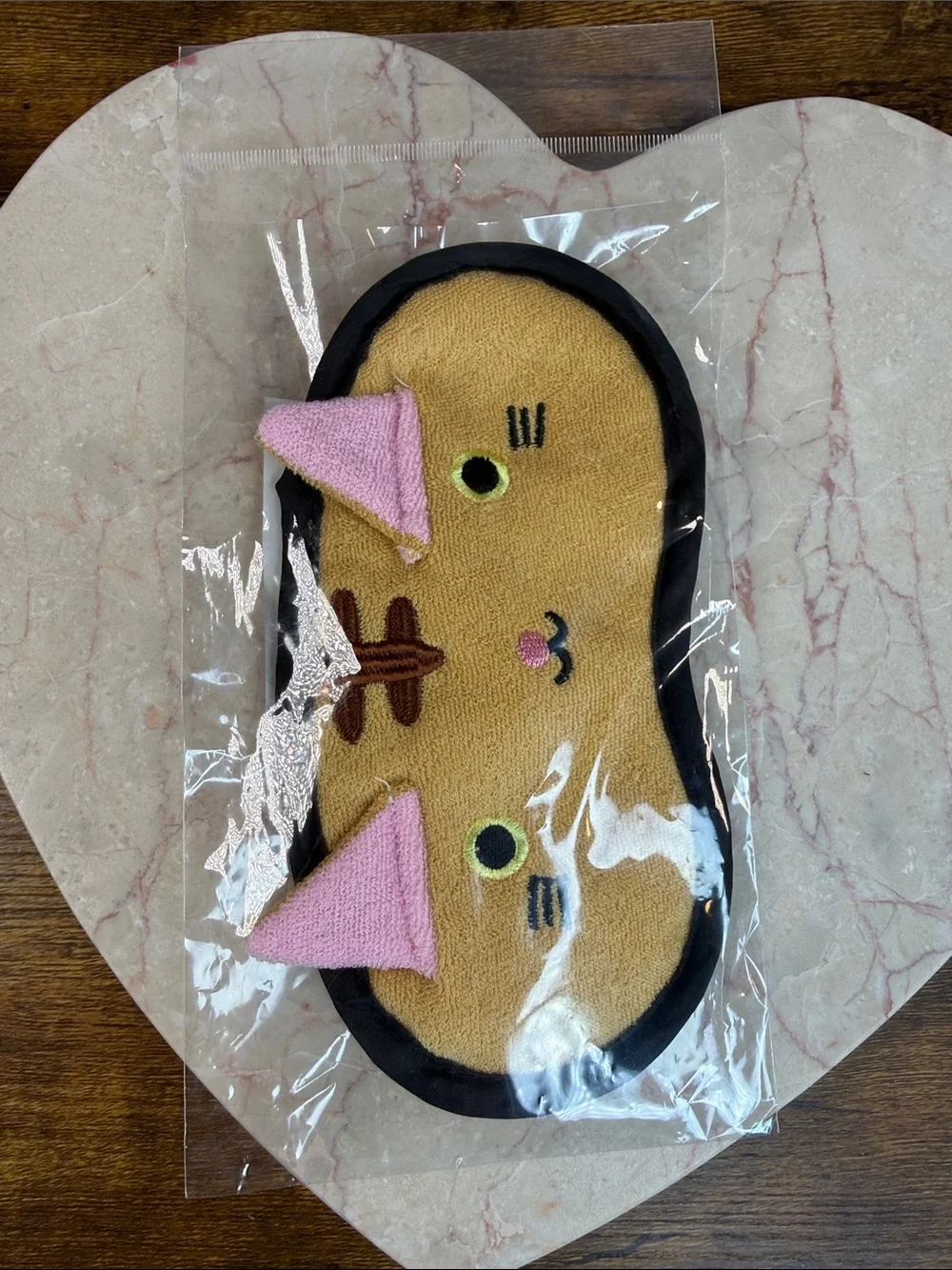 Cute Kitty Sleep Mask in Tan and Pink